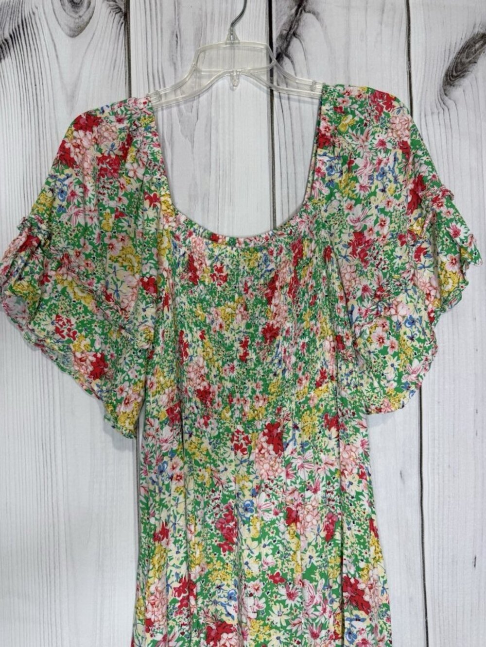 Gigio USA Floral Smocked Maxi Dress Sz M Rayon Boho Fairycore Coquette - Picture 5 of 7